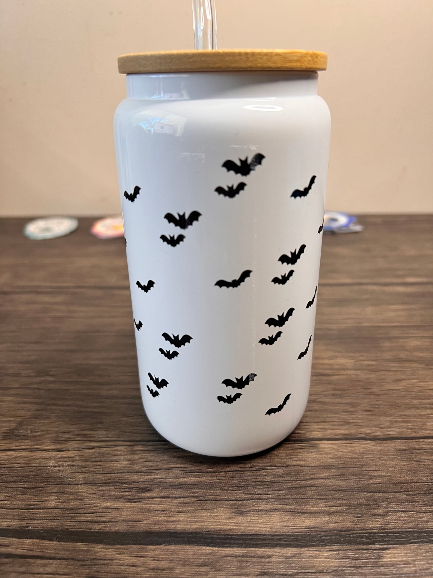 Cute Bat 16oz Glass Can