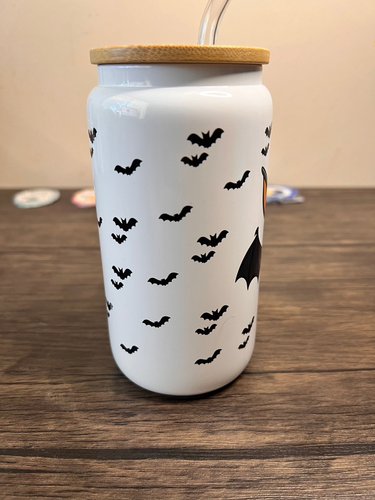 Cute Bat 16oz Glass Can