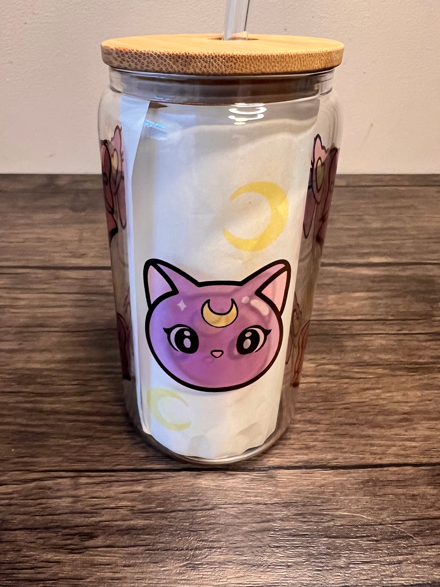 Lunar Cat 16oz Clear Glass Can