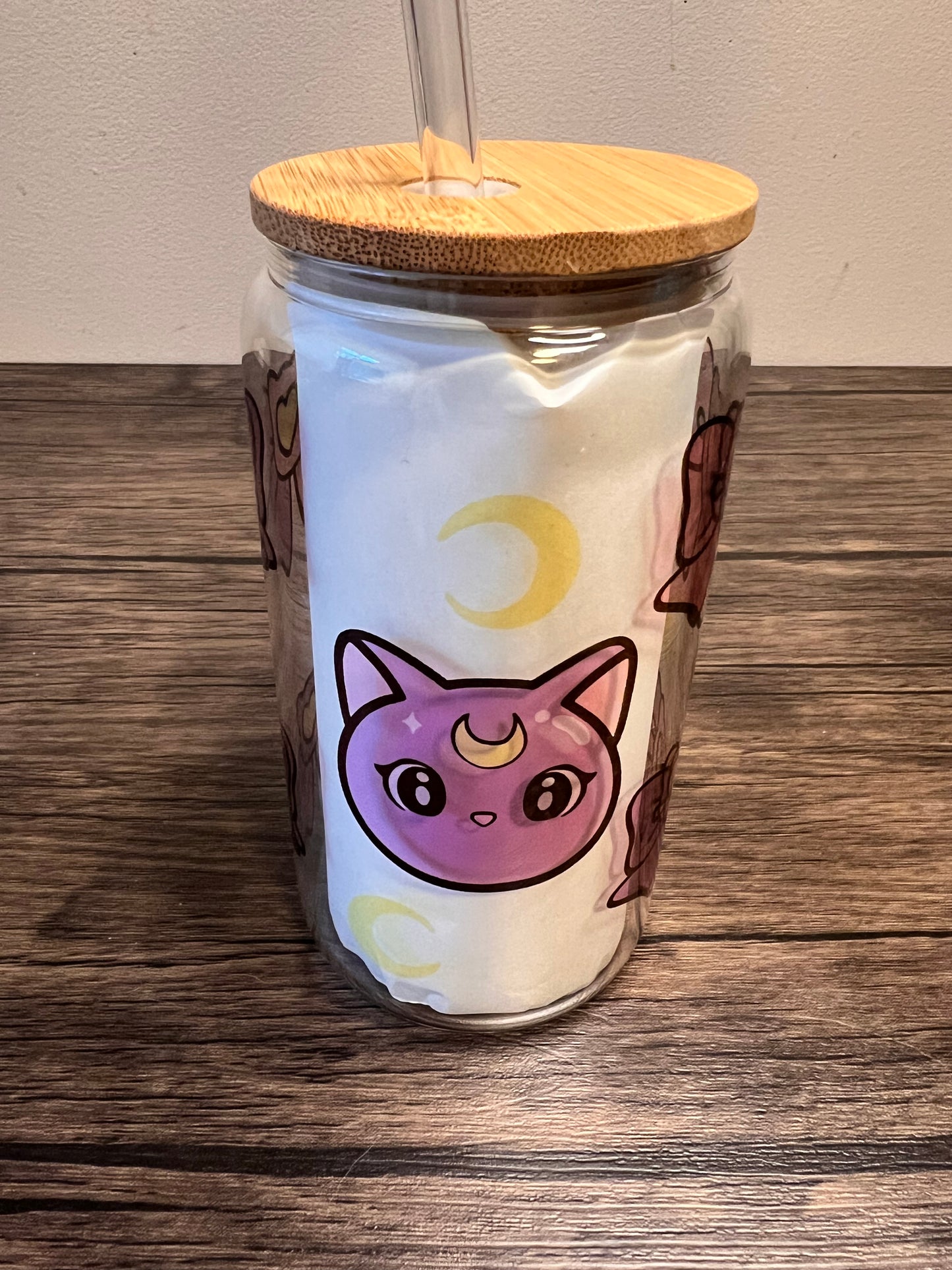 Lunar Cat 16oz Clear Glass Can