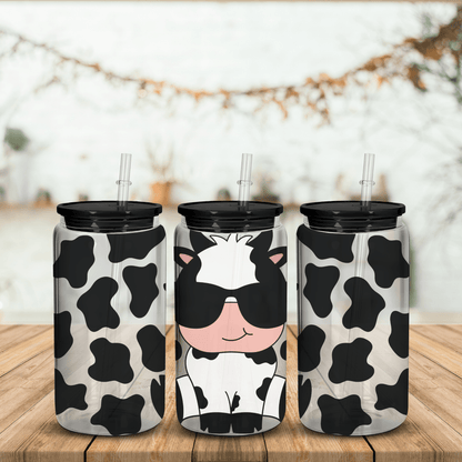 16oz Cow - print Glasses - Tyler's Table