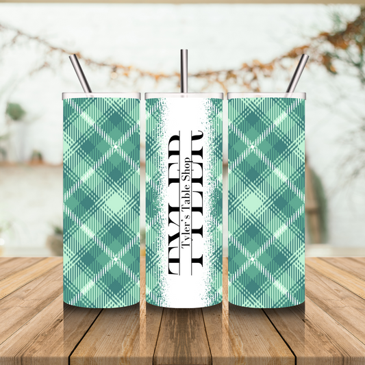 Green Plaid Custom Tumbler