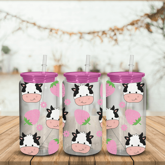 16oz Cow - print Glasses - Tyler's Table