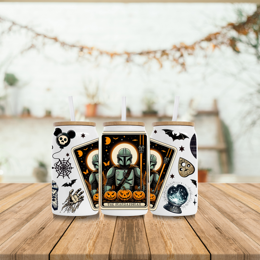 Halloween Mando Tarot 16oz Glass Can