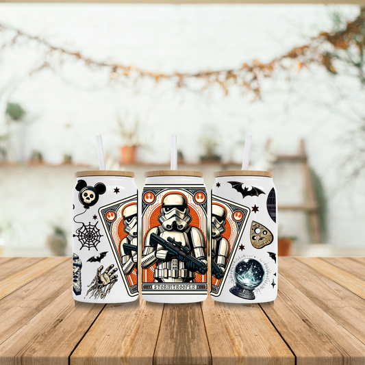 Halloween Trooper Tarot 16oz Glass Can