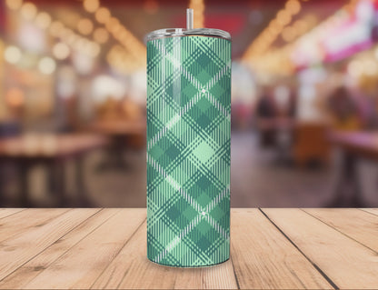 Green Plaid Custom Tumbler